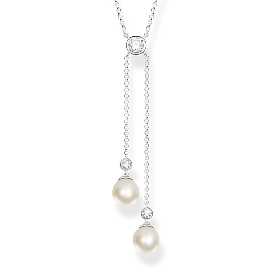 Thomas Sabo Silver Double Pearl Drop necklace KE1905-167-14-L45v