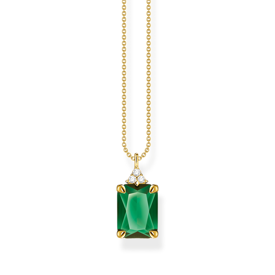 Thomas Sabo Gold Plated Green Stone Necklace KE2089-971-6-L45V