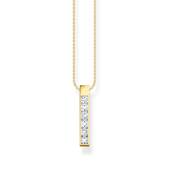 Thomas Sabo Gold Plated CZ Bar Necklace KE2113-414-14-L45v