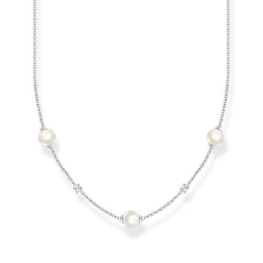 Thomas Sabo Silver Pearl & CZ necklace KE2120-167-14-L45V