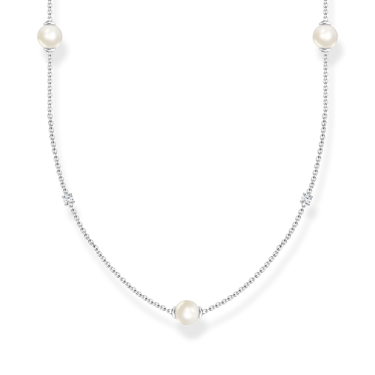 Thomas Sabo Silver Pearl & CZ Necklace KE2125-167-14-L90v