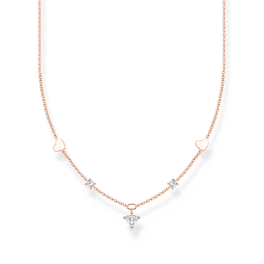 Thomas Sabo Rose Plated Necklace with Heart and Stones KE2154-416-14
