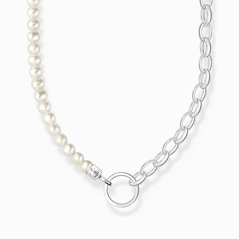 Thomas Sabo Charm necklace with white pearls and chain links silver KE2188-082-14-L45v