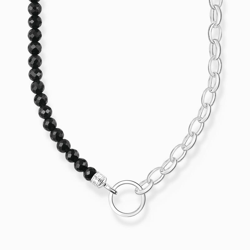 Thomas Sabo Charm necklace with black onyx beads and chain links silver KE2188-130-11-L45v