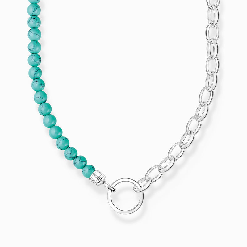 Thomas Sabo Charm necklace with turquoise beads and chain links silver KE2188-404-17-L45v