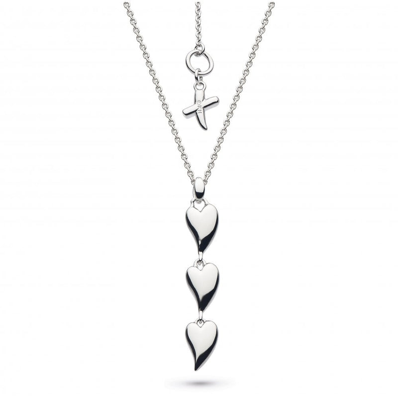 Kit Heath Desire Kiss Rhodium Plate Triple Hearts 17 Necklace 90MK028