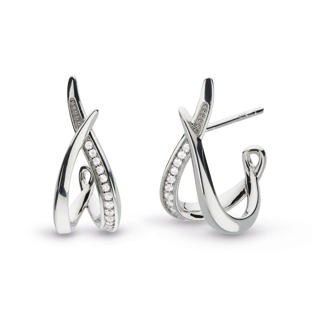 Kit Heath Entwine Twine Twist Cubic Zirconia Pave Hoop Earrings 30227CZ