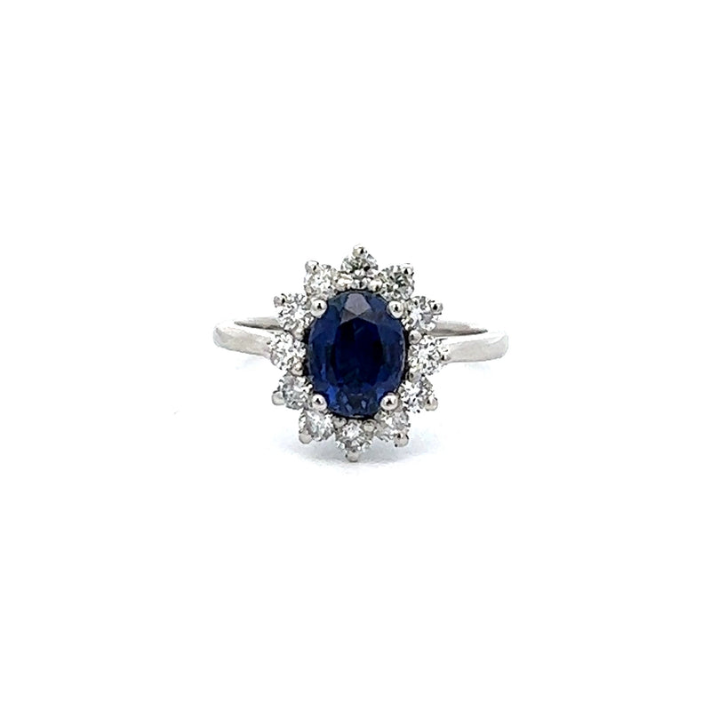 Platinum Lab Grown Sapphire & Natural Diamond Ring LABASM45