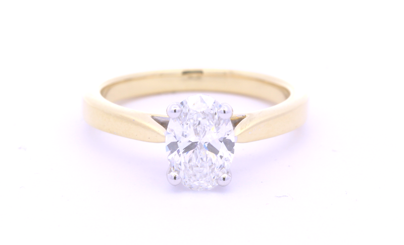 18ct Gold Solitaire Lab Grown Diamond Solitaire - Oval Cut - 1.20ct F VS1