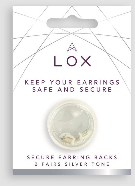 LOX Silver Tone Locking earring backs LOX-2SE
