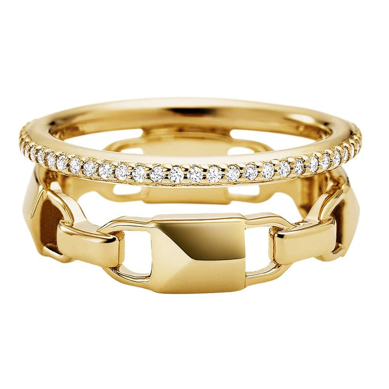 Michael Kors Mercer 14ct Gold Plated Double Row Ring MKC1025AN710
