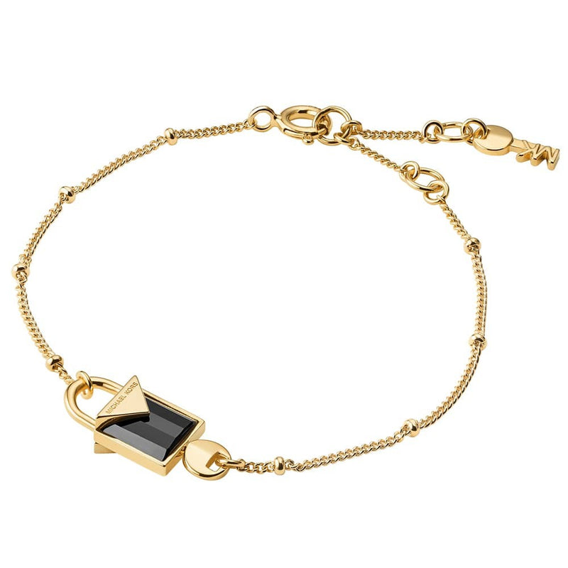 Michael Kors 14ct Gold Plated Onyx Bracelet MKC1041AM710