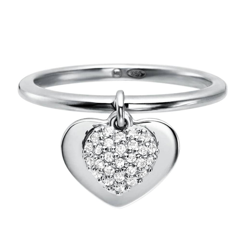 Michael Kors Love Sterling Silver Pavé Heart Drop Ring MKC1121AN040