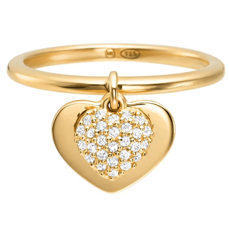 Michael Kors Love 14ct Gold Plated Pavé Heart Drop Ring MKC1121AN710