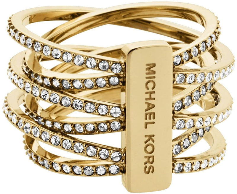 Michael Kors Gold-Plated Pave Crossover Ring MKJ4422710