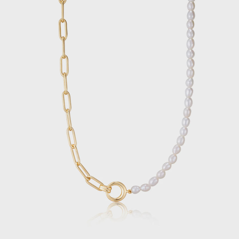 ANIA HAIE Gold Pearl Chunky Link Chain Necklace N043-01G