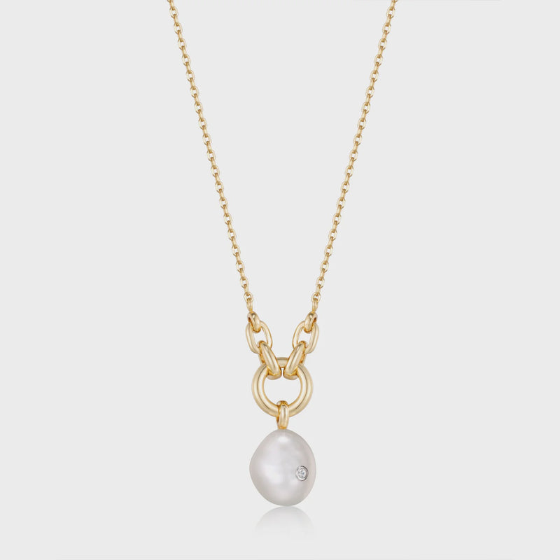 ANIA HAIE Gold Pearl Sparkle Pendant Necklace N043-03G