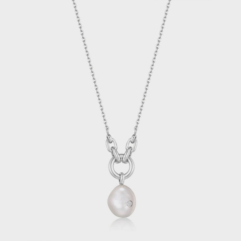 ANIA HAIE Silver Pearl Sparkle Pendant Necklace N043-03H