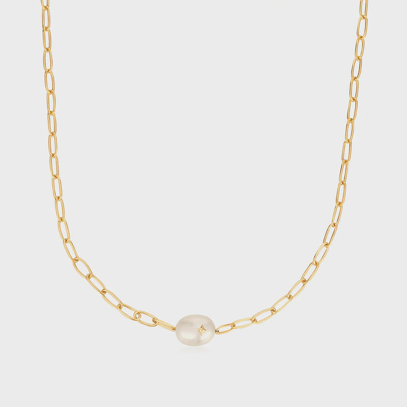 ANIA HAIE Gold Pearl Sparkle Chunky Chain Necklace N043-05G