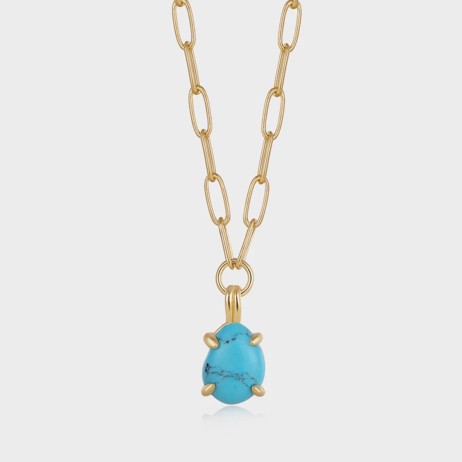 ANIA HAIE Gold Turquoise Chunky Chain Drop Pendant Necklace N044-04G