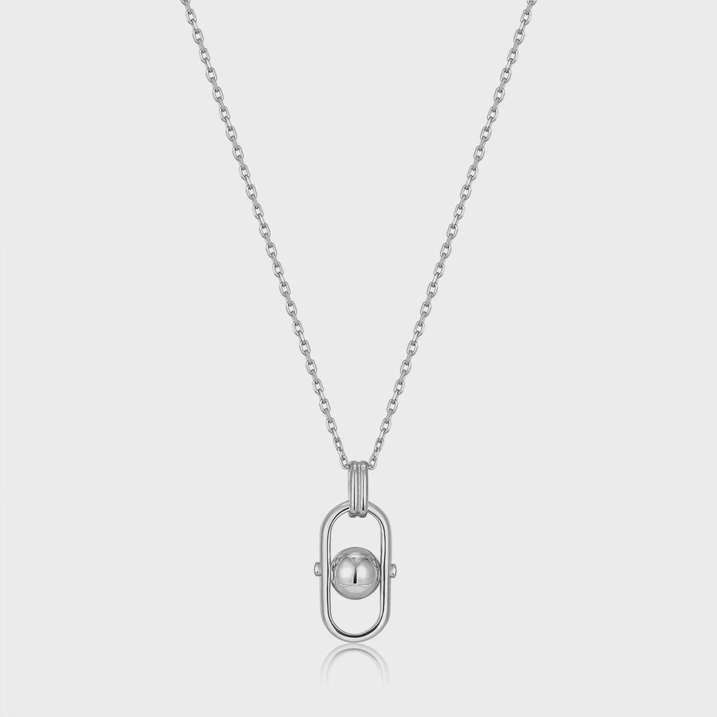 ANIA HAIE Silver Orb Link Drop Pendant Necklace N045-03H