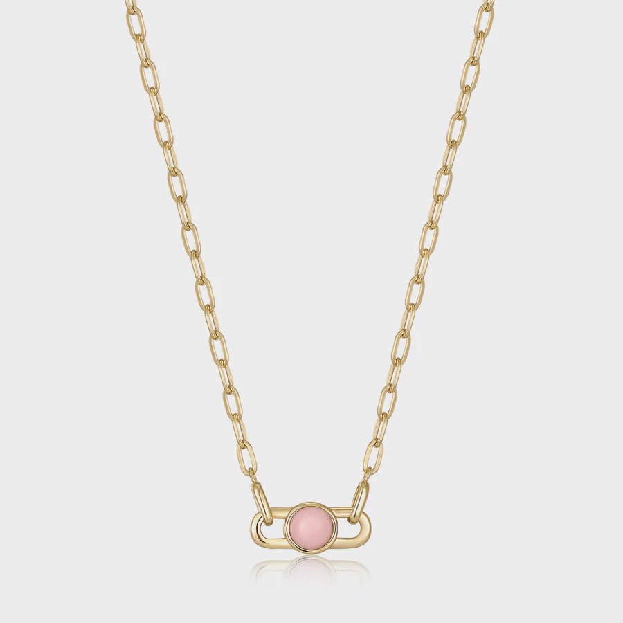 ANIA HAIE Gold Orb Rose Quartz Link Necklace N045-05G-RQ