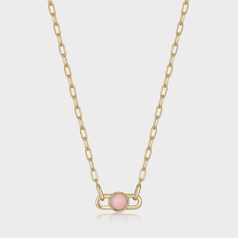 ANIA HAIE Gold Orb Rose Quartz Link Necklace N045-05G-RQ