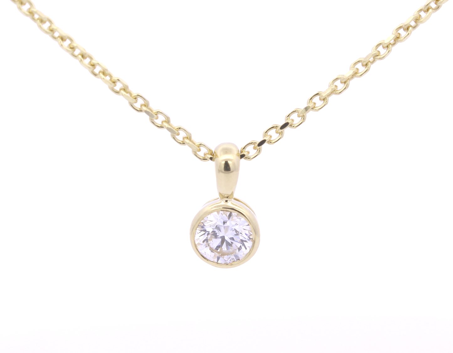 18ct Yellow Gold Rubover Diamond Pendant 0.26ct