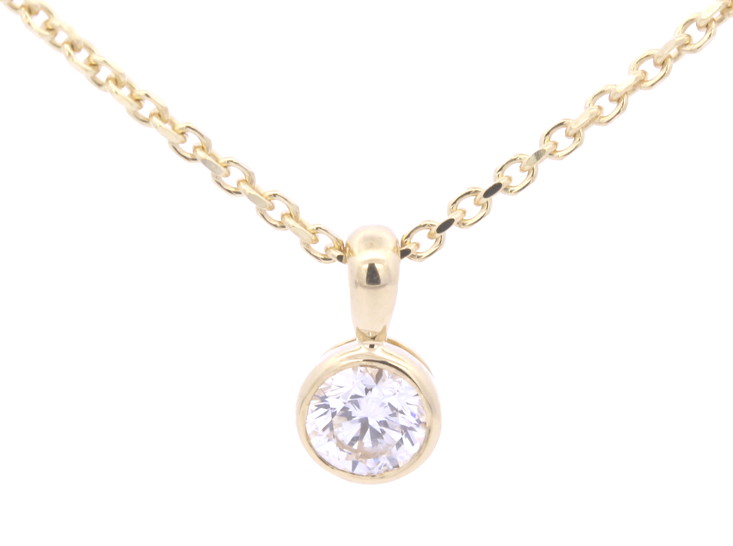 18ct Yellow Gold Rubover Diamond Pendant 0.33ct