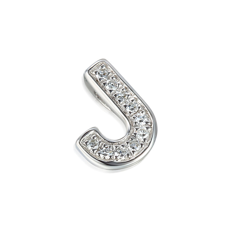 9ct White Gold Diamond Letter Pendant - J