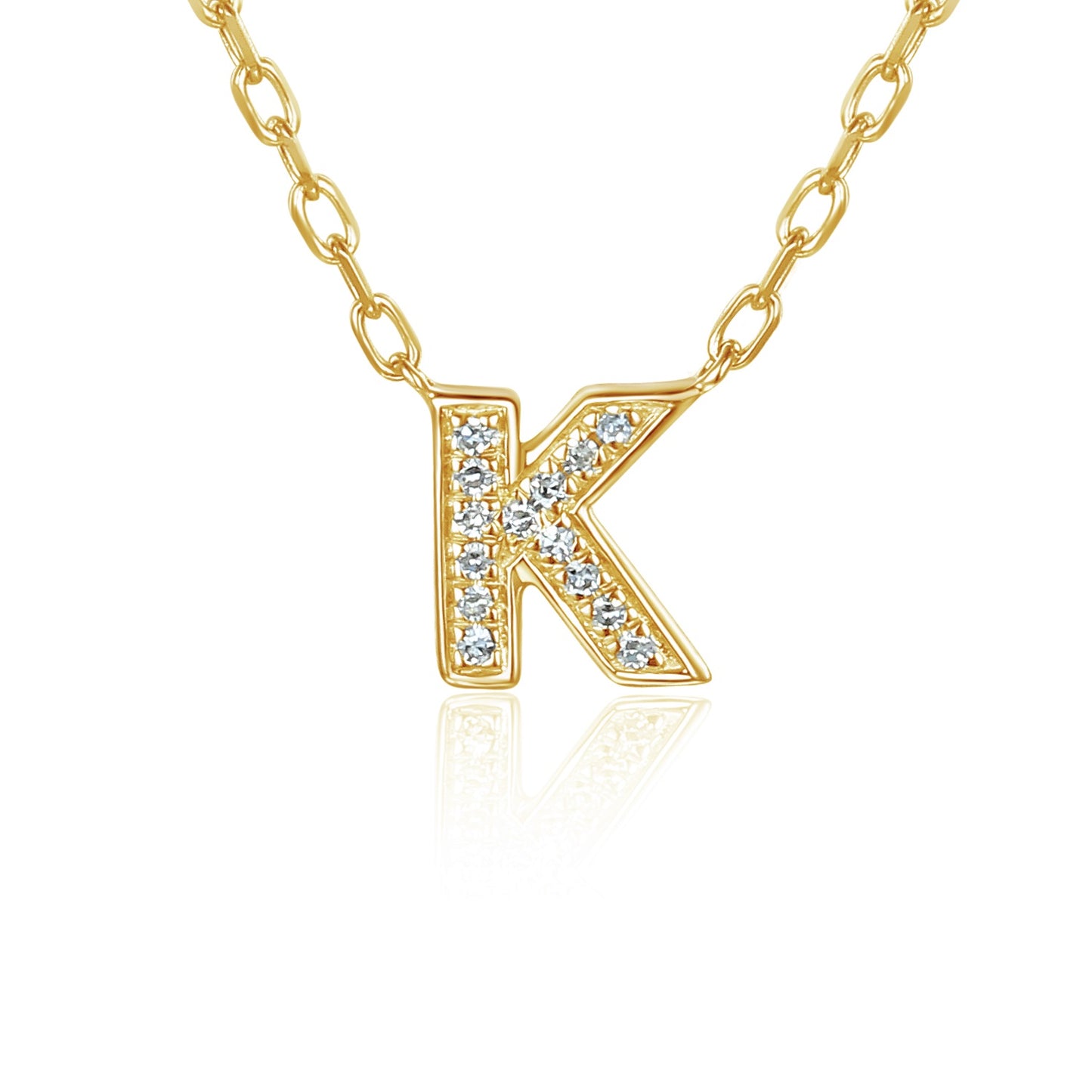 9ct White Gold Diamond Letter Pendant - K
