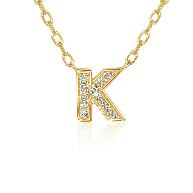 9ct White Gold Diamond Letter Pendant - K