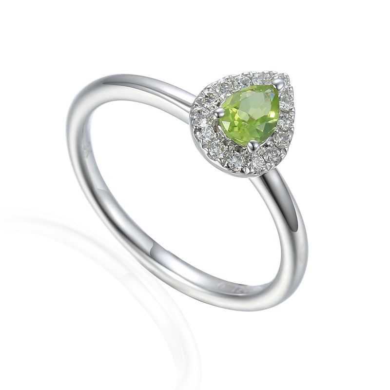 9ct Gold Pear Shaped Peridot Diamond Cluster Ring - August - NTR832PEAR-PERD