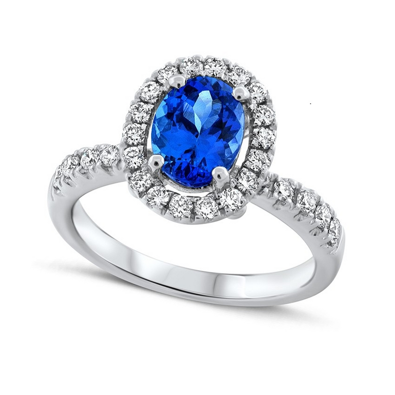 18ct White Gold Tanzanite and Diamond Ring