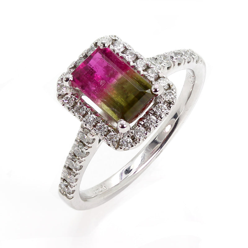 18ct Gold Watermelon Tourmaline Ring