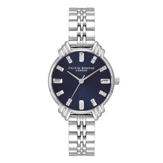 Olivia Burton S/S Blue Dial Watch OB16DC01