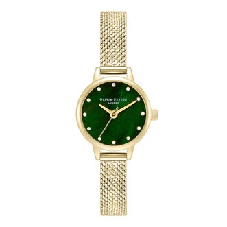 Olivia Burton Gold Tone Mesh Strap Green Dial OB16MN12