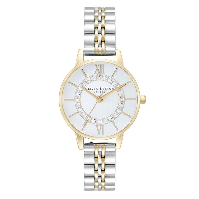 Olivia Burton Wonderland Midi Brushed Dial Silver & Gold Bracelet Watch OB16WD107