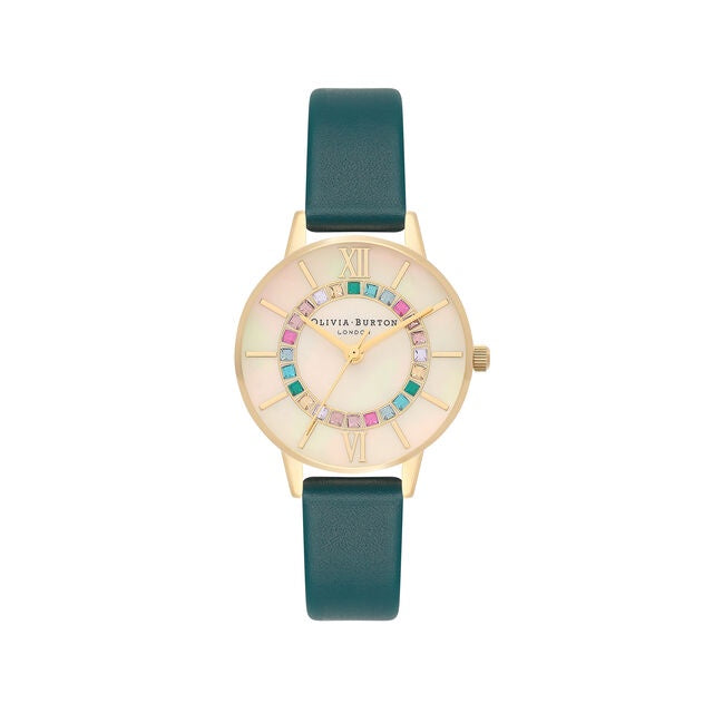 Olivia Burton Sparkle Wonderland Cream Midi Dial, Teal & Gold Watch OB16WD99