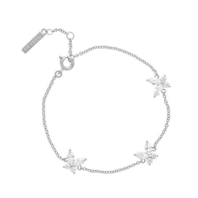Olivia Burton Sparkle Butterfly Marquise Butterfly Bracelet Silver OBJMBB12