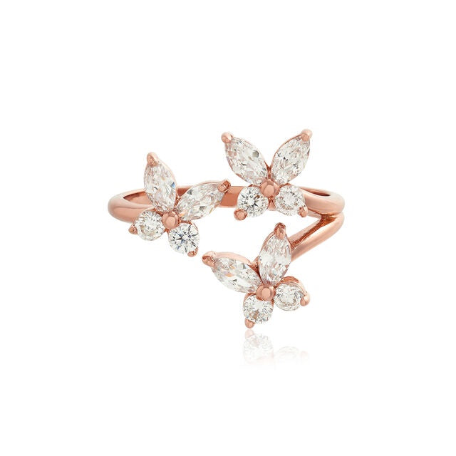 Olivia Burton Sparkle Butterfly Marquise Butterfly Statement Ring Rose Gold OBJMBR11