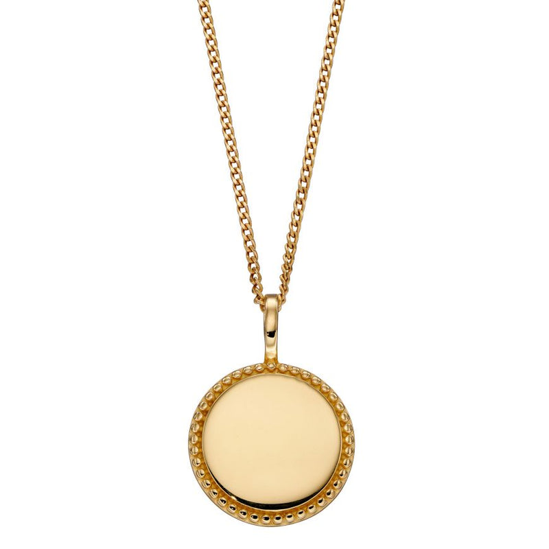 Yellow Gold Plated Engravable Disc With Millegrain Edge P5001