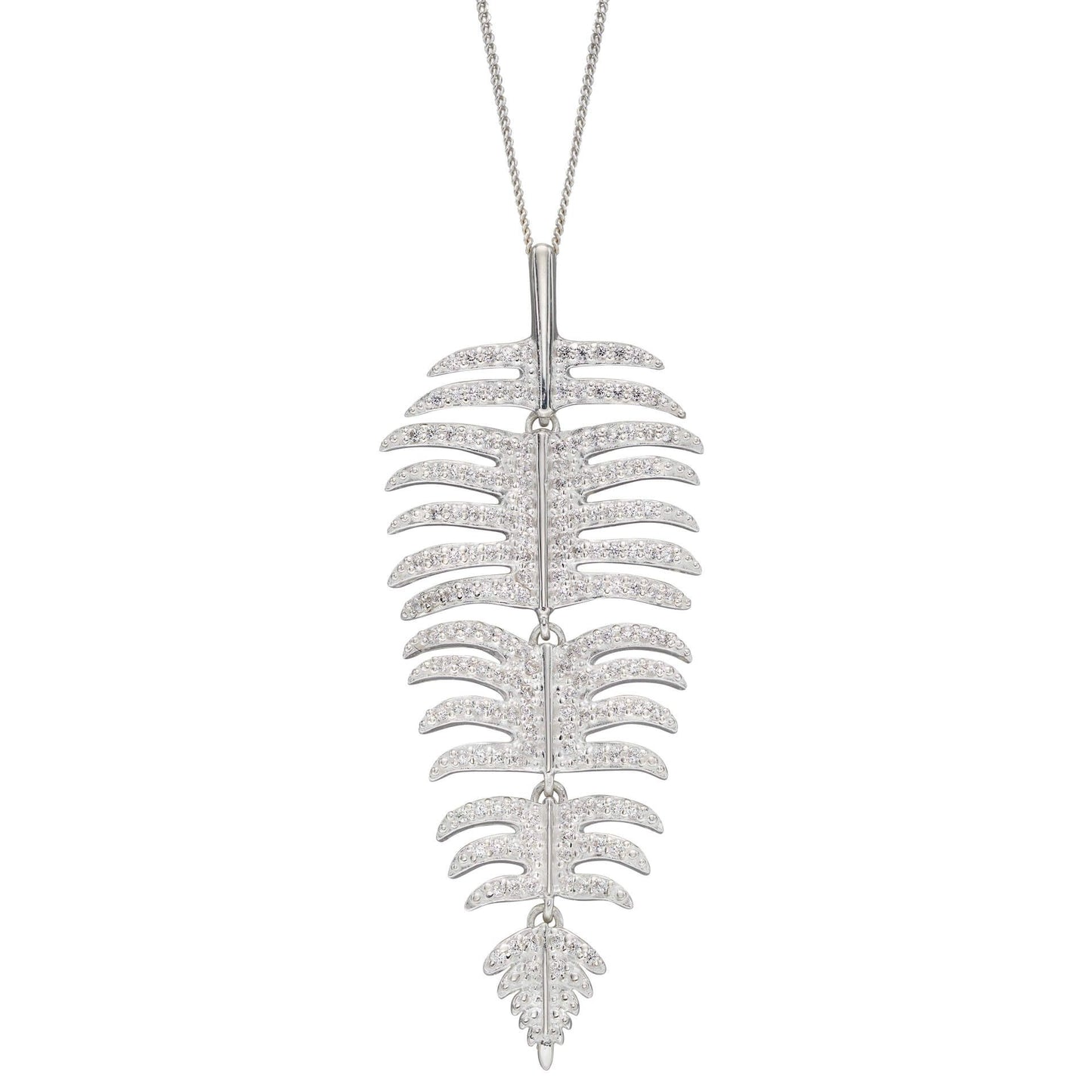 Silver CZ Palm Leaf Pendant