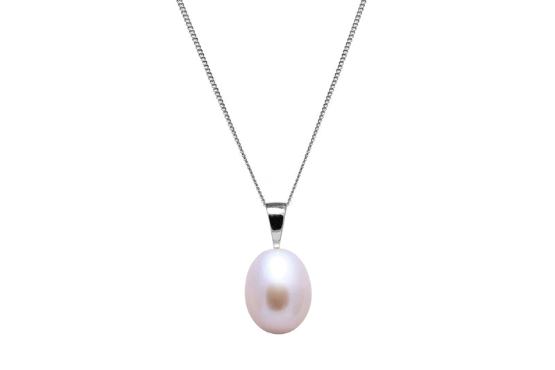 Pink Teardrop Cultured River Pearl 9mm Silver Pendant PD9SILLGEPTD