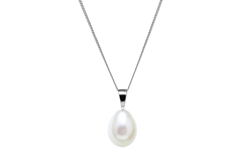 White Teardrop Cultured River Pearl 9mm Silver Pendant PD9SILLGEWTD