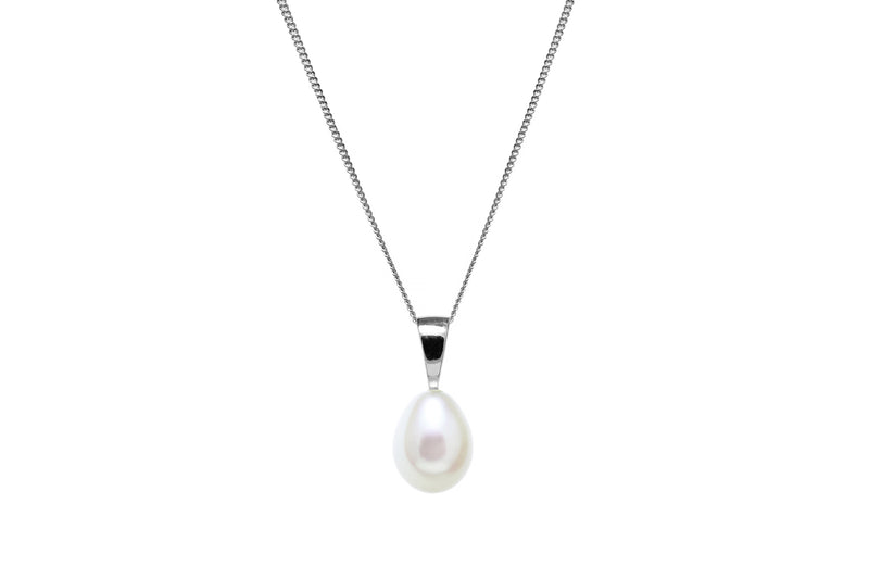 White Teardrop Cultured River Pearl 7.5-8mm Silver Pendant PD9SILSMWTD