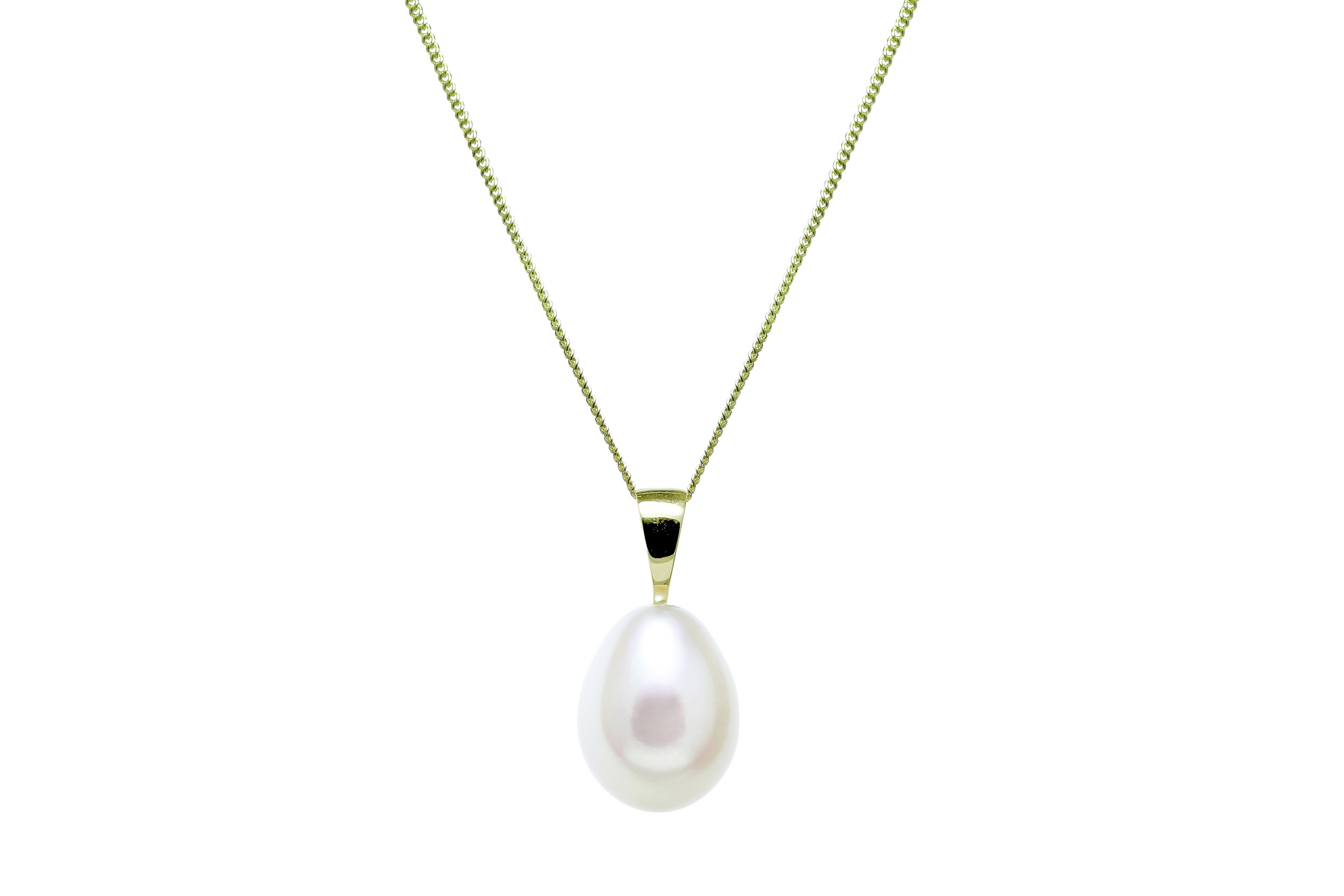 9ct Gold Pearl Teardrop White Cultured River Pearl 9mm Pendant