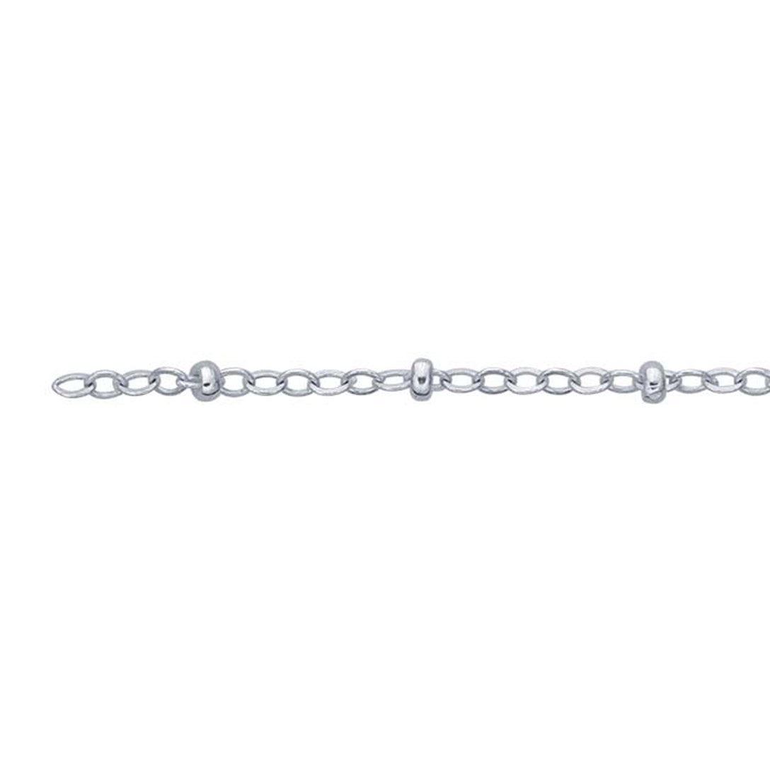 Perma Jewel Sterling Silver Cable Chain With Beads 21cm