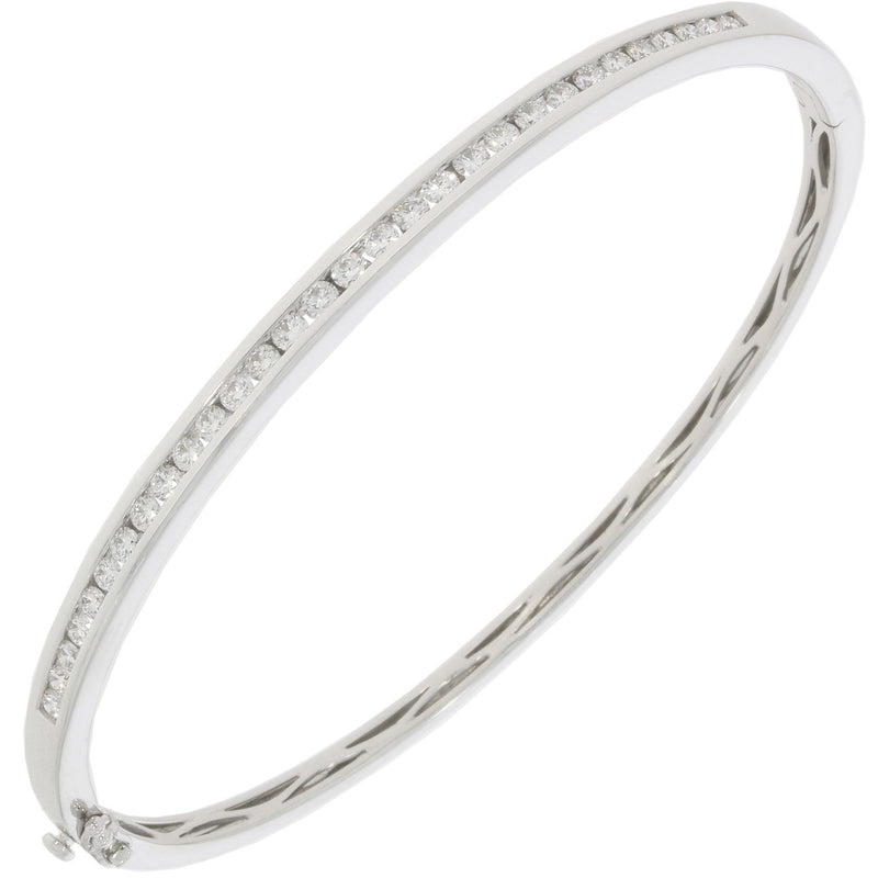 Platinum Diamond Claw Set Bangle - 1.00ct