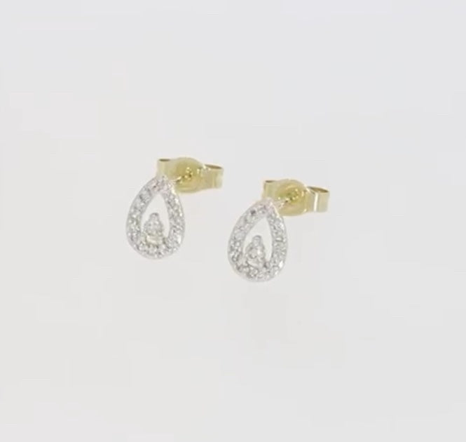 9ct White Gold Teardrop Diamond Stud Earrings 0.15ct